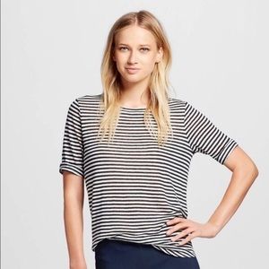 NWT Whowhatwear Black and White Stripe Top